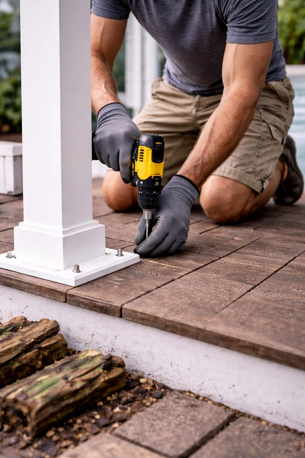 Porch column replacement structural support repair